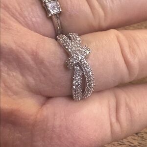 Silver one carat diamond bow ring